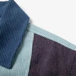 Рубашка Ymkashix Velvet Color block Zip Голубая/Графитовая/Синяя