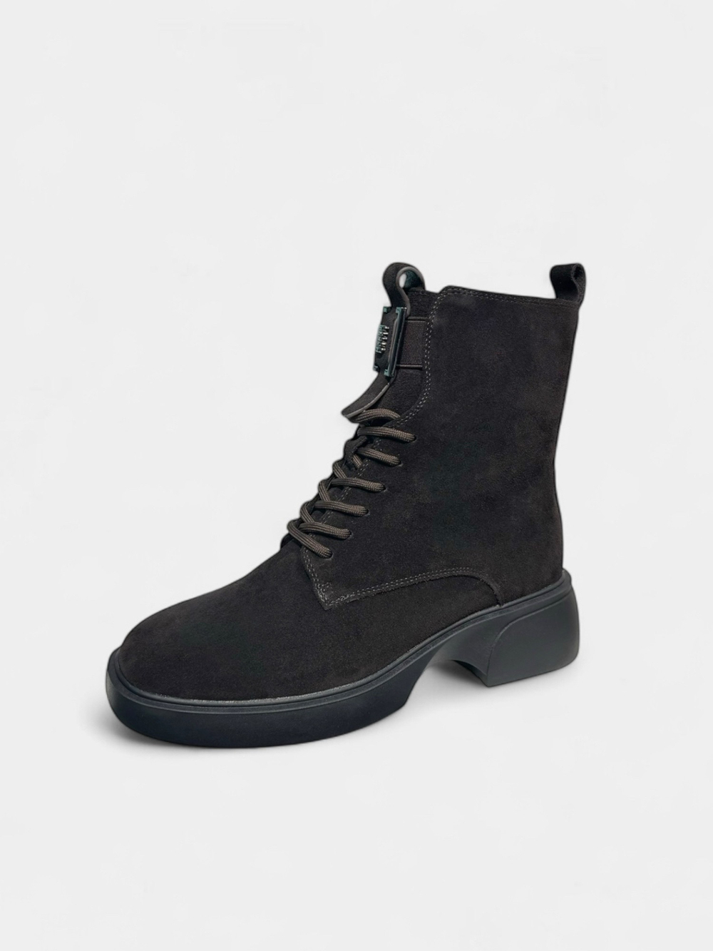 Ботинки с мехом в темно-шоколадном цвете