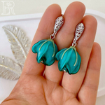 LEFIREL' Серьги серебряные женские "Мэдис" с цветами из муранского стекла / ювелирные украшения из родированного серебра 925