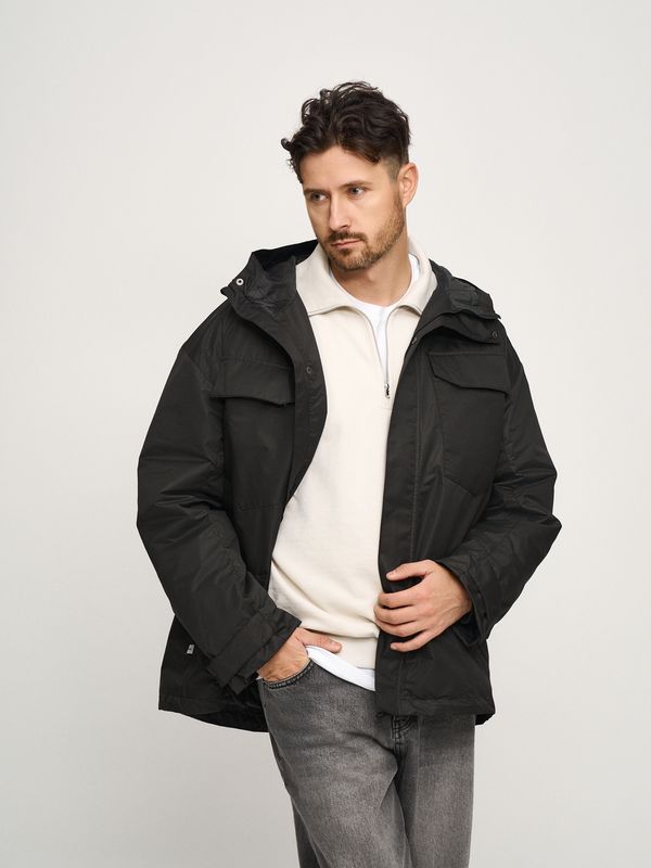 Куртка с диагональными карманами черная - фото 3