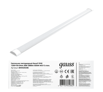 Светильник светодиодный Gauss IP40 1200*76*24мм 36W 3260lm 6500K WLF-2 сталь 844425336