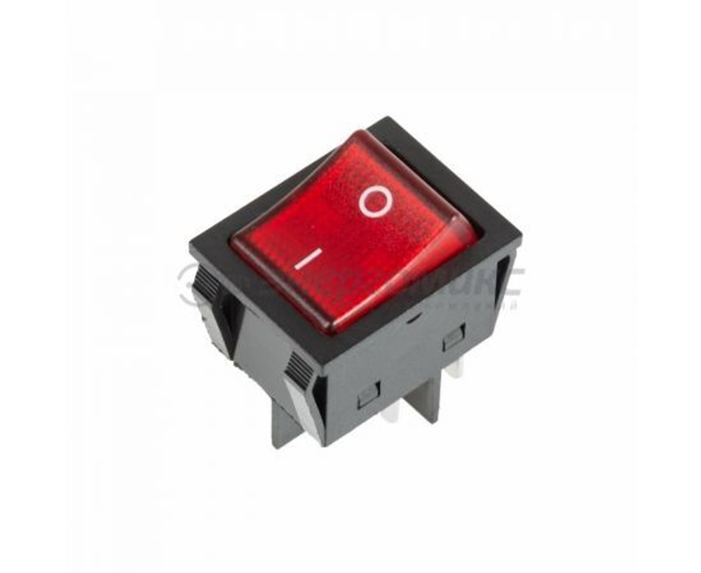 Выключатель клавишный (36-2343 ) , 250V 25А (4с) ON-OFF красный с инд., REXANT