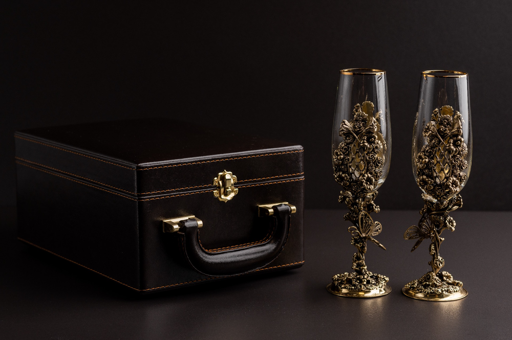 Набор бокалов для шампанского "Цветочная фантазия" 2 шт. в подарочном футляре