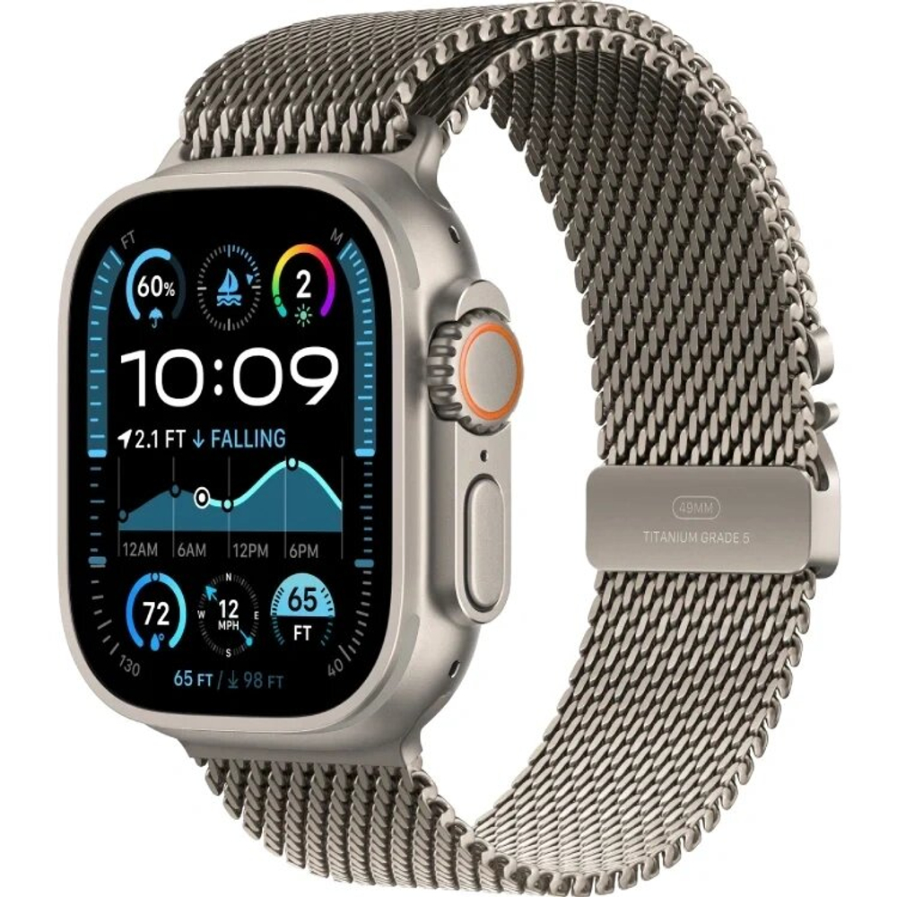 Умные часы Apple Watch Ultra 2 (2024) GPS+Cellular 49mm, Natural Titanium, Titanium Milanese Loop "Natural", размер M 145-190mm (MX5R3)