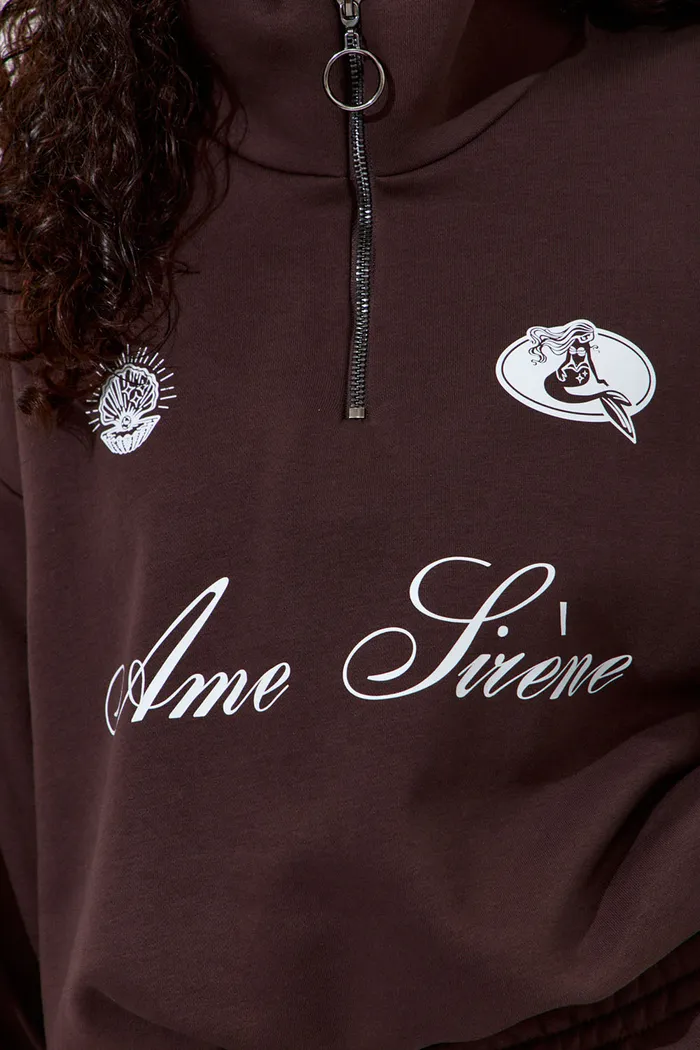 Олимпийка с короткой молнией "Âme Sirène" цвета шоколад