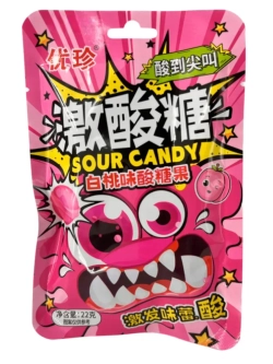 Кислая карамель с шипучкой со вкусом Персика 22 г * 10 шт