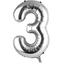 Шары цифры гелиевые Серябряные 102см