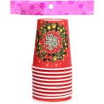 Стакан бумажный 0,2л в наборе 10 шт «С Новым Годом - Венок хвойный»