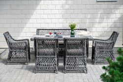 "Катания" обеденная группа плетеная на 6 персон, цвет графит