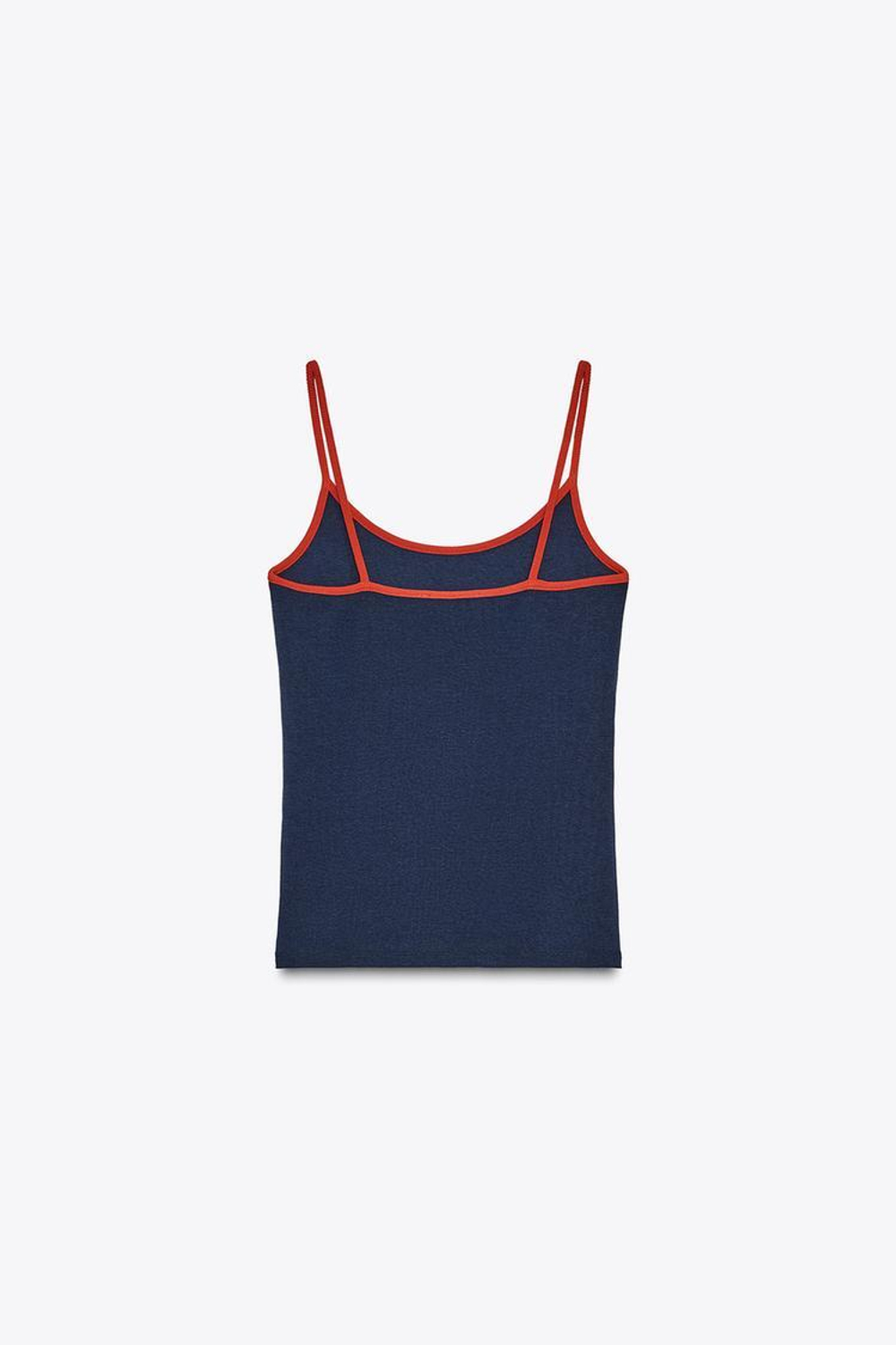 ZARA ФУТБОЛКА С КОНТРАСТНЫМИ БРЕТЕЛЯМИ, КРАСНЫЙ/ТЕМНО-СИНИЙ