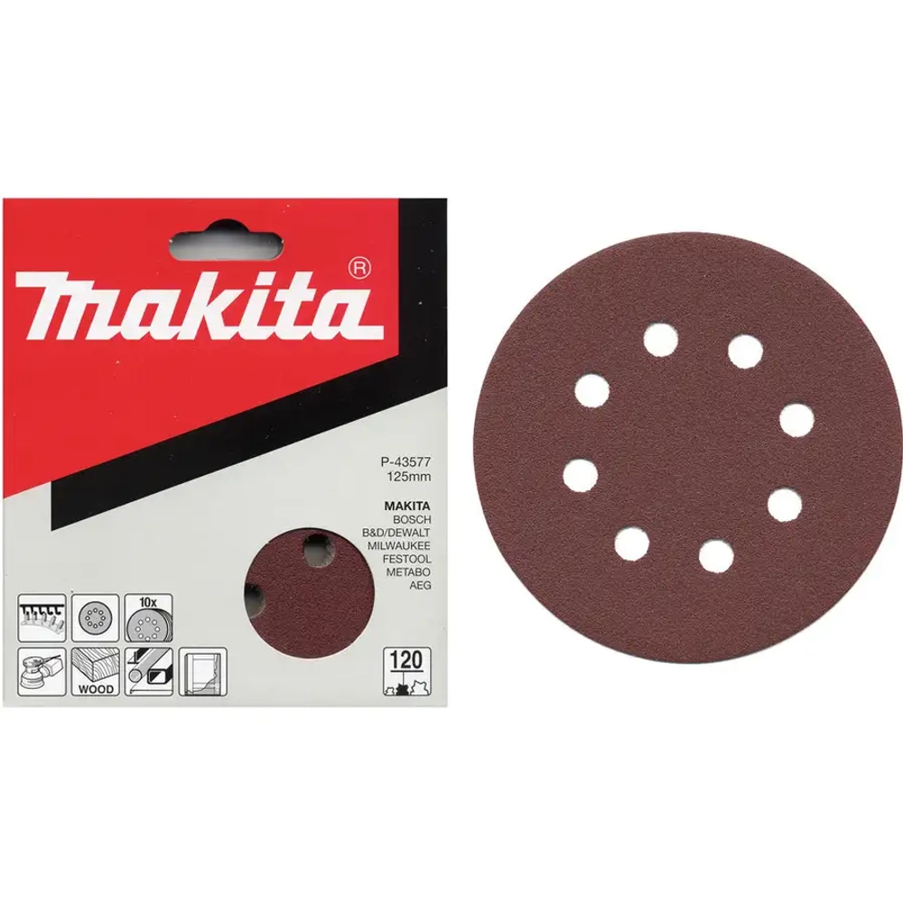 Шлифовальный диск с липучкой P120/125 мм Makita P-43577