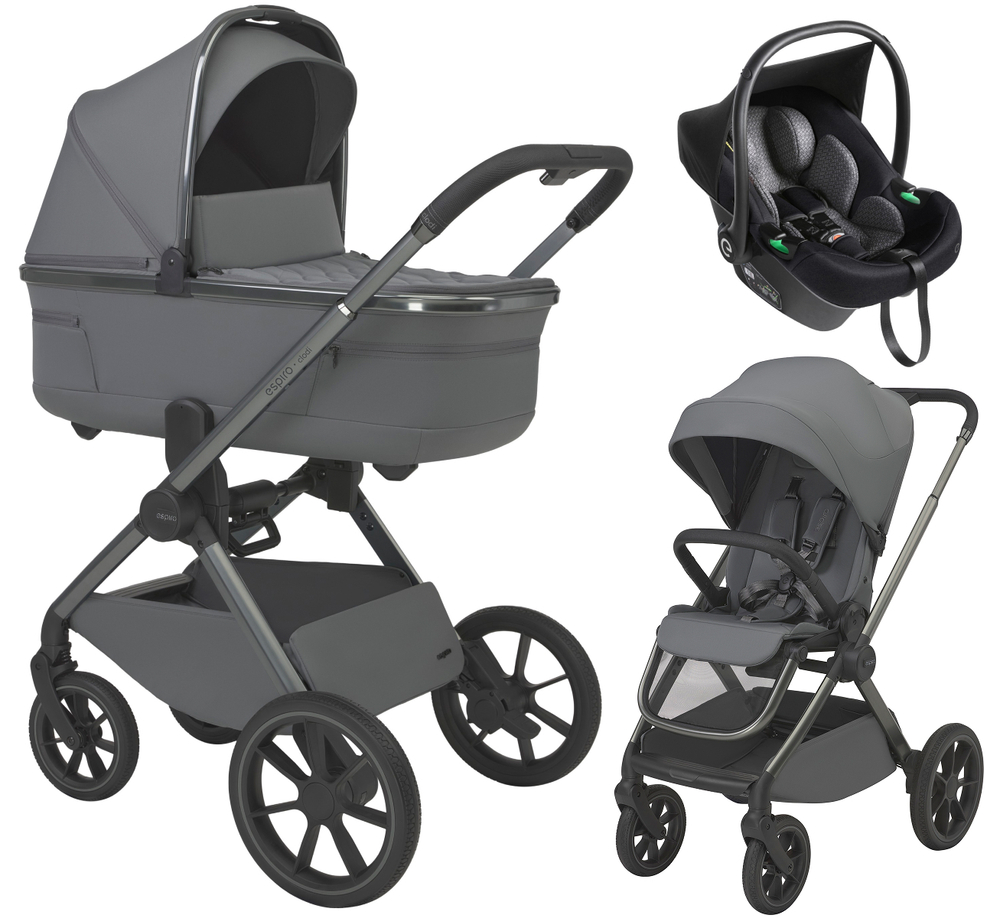 Детская коляска 3 в 1 Espiro Clodi и автокресло Pi Black 07 chic gray