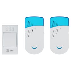 Звонок дверной ЭРА TWIN-R беспроводной два динамика белый с голубым 32 мелодии