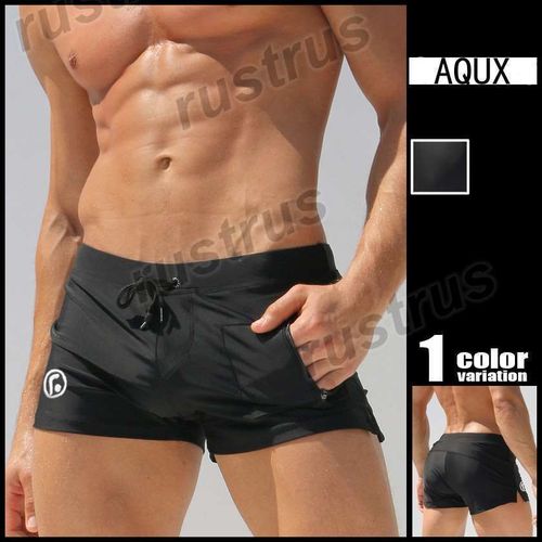 Мужские плавки черные с внешним карманом спереди  Aqux 29910