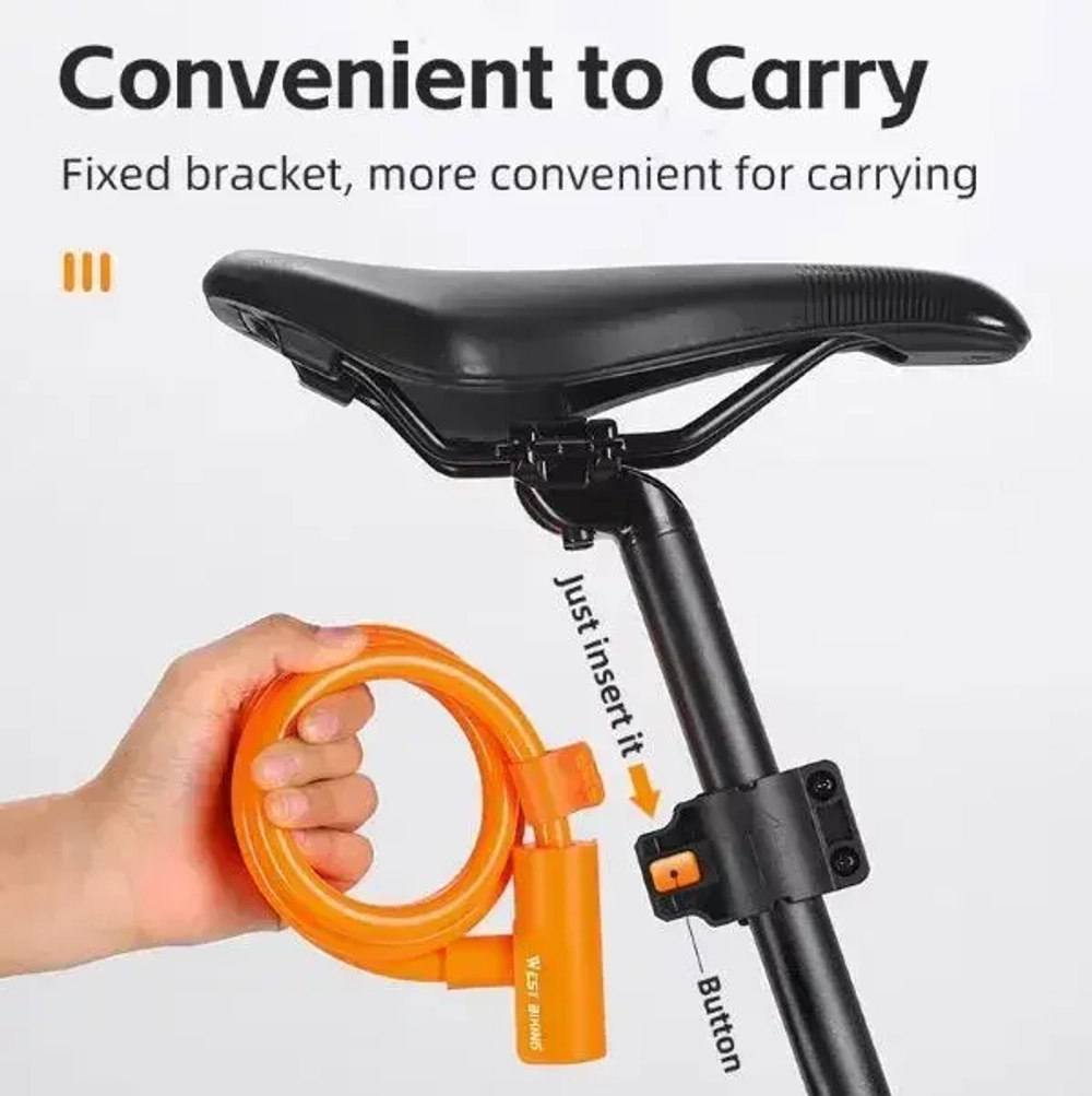 Замок велосипедный тросовый West biking, YP0705100