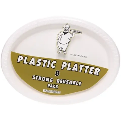 Блюдо пластиковое 30*23см в наборе 8шт белое