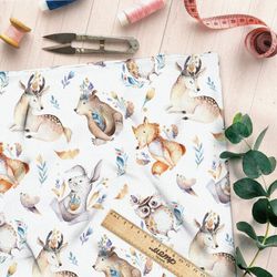 Ткань мембрана милые акварельные зверьки