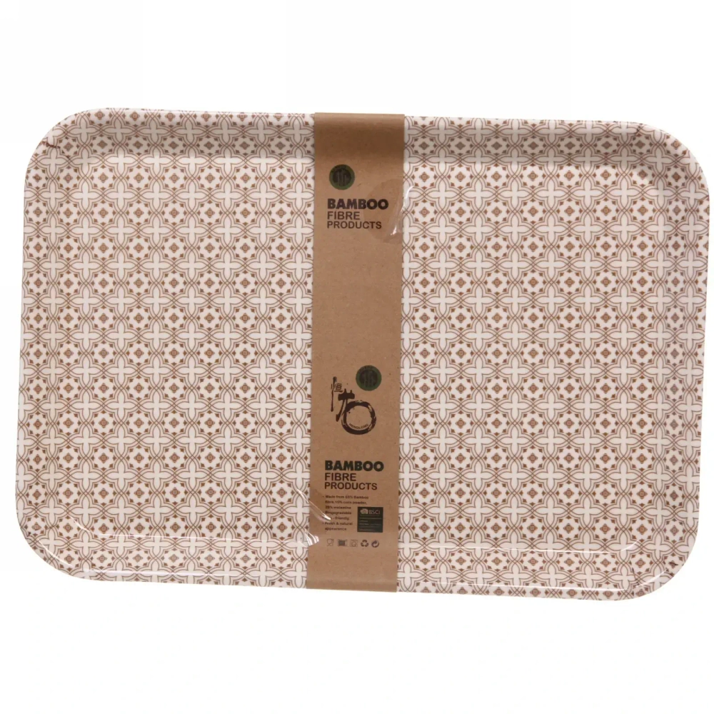 Поднос бамбуковый «Eco Life» 38,5*27см, цветы