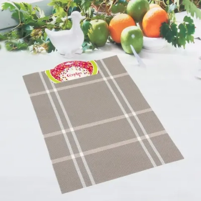 Салфетка на стол 30*45см плетеная, Клетка кофейная