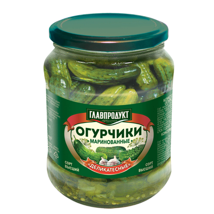 Огурчики Главпродукт Деликатесные 340 гр
