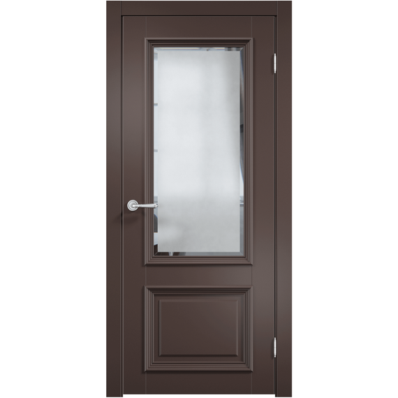 Фото межкомнатной двери эмаль Дверцов Болонья цвет коричневый RAL 8014 остеклённая