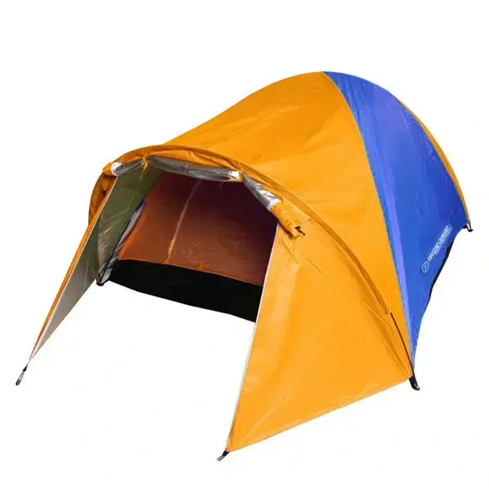 Палатка туристическая Кама-4 двухслойная, (240+80)*210*130 см, цвет оранжево-синий