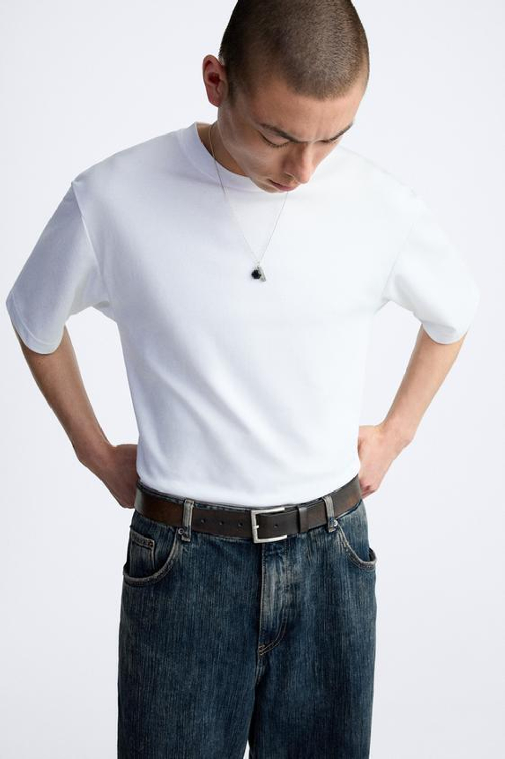 ZARA КОЖАНЫЙ РЕМЕНЬ В ВИНТАЖНОМ СТИЛЕ, КОРИЧНЕВЫЙ