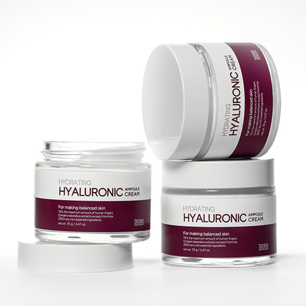 Увлажняющий ампульный крем с Гиалуроновой кислотой Tenzero Hydrating Hyaluronic Ampoule Cream 70г