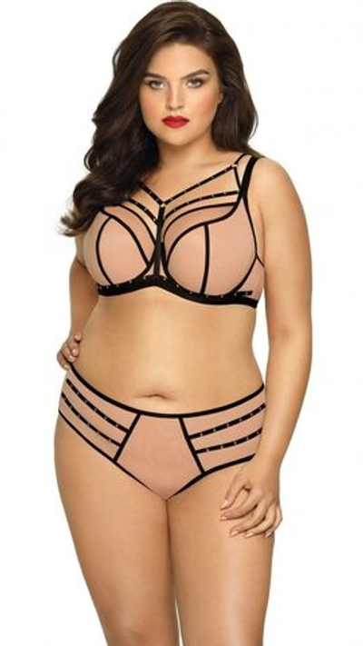 Трусики-слипы Gillian с декоративными союзками (Размер: M) (Цвет: черный с бежевым)