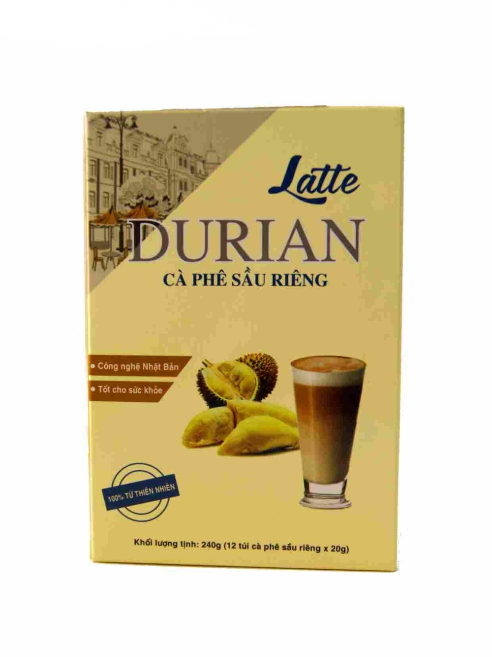 Вьетнамский растворимый кофе 3 в 1 со вкусом дуриана Latte DURIAN, 12 пак по 20 г (BAN COFFEE)