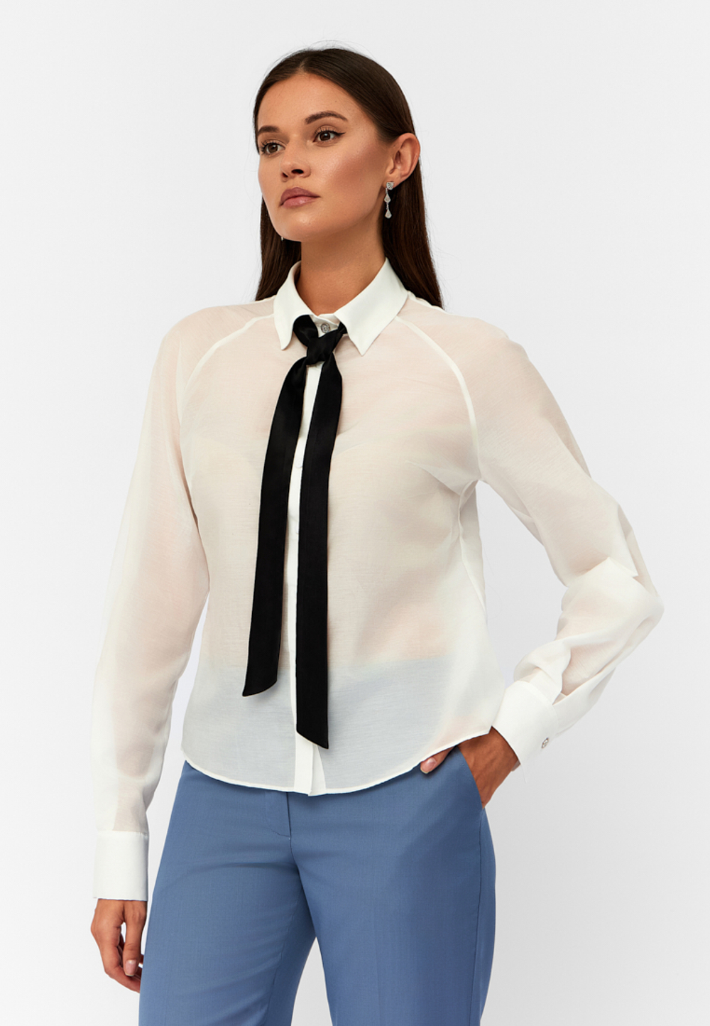 Блуза Ornella из итальянского батиста с шелком белая