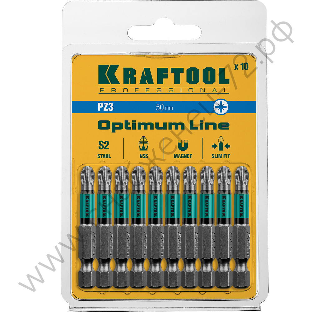 KRAFTOOL OPTIMUM PZ 3, 50 мм, 10 шт, Биты (26124-3-50-10)