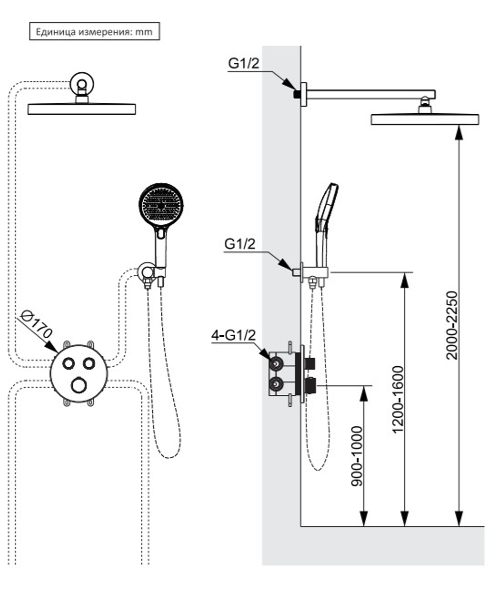 Душевая система с термостатом AltroBagno Bilancia 040413 GM