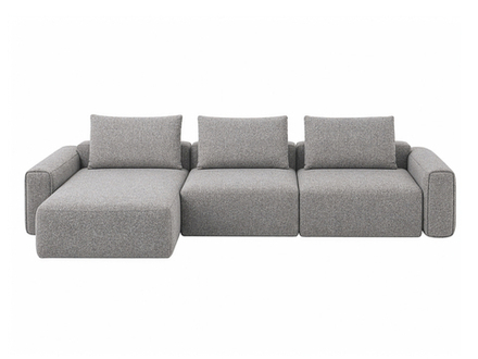 Диван Garda Decor трехместный Турин (Turin)(3 секции) с канапе и мех черно, серый Santo1606 355*163,5**68 см