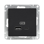 Механизм розетки USB-A+С, чёрный Эпика EKF
