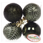 Новогодние шары 5 см (набор 4 шт) «Микс фактур», изумруд