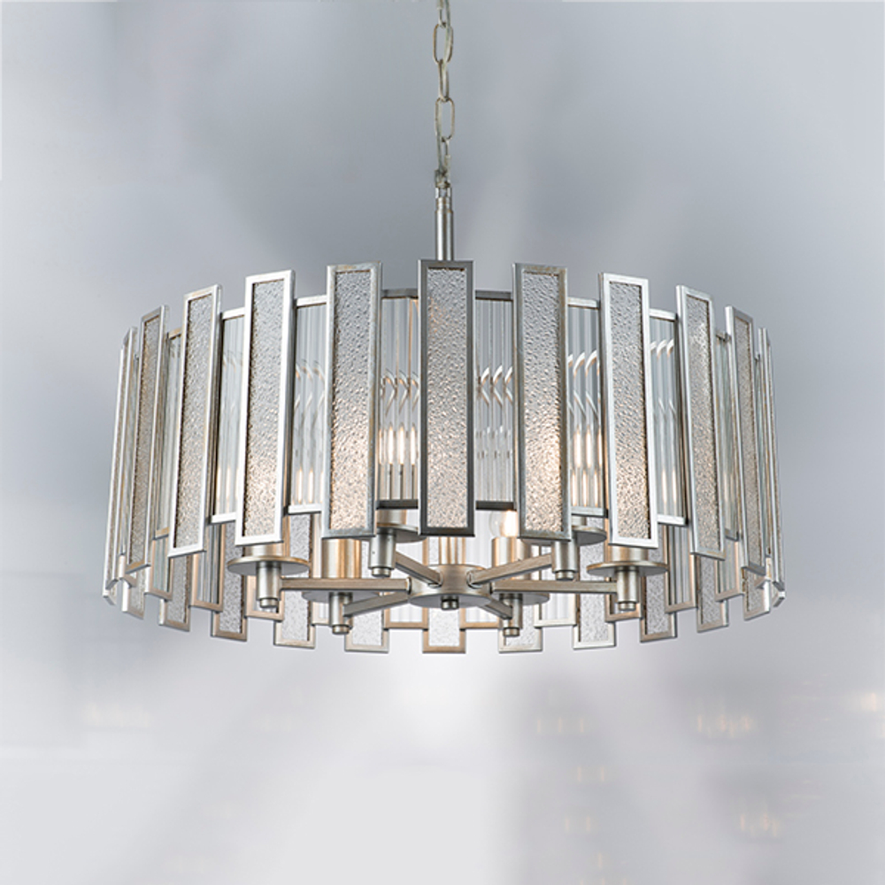 712064 Люстра AGAVE 6х40W E27 СЕРЕБРО С ПАТИНОЙ/ПРОЗРАЧНЫЙ