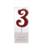 Свеча для торта Цифра Иллюзия «3» 9.5 см, красный
