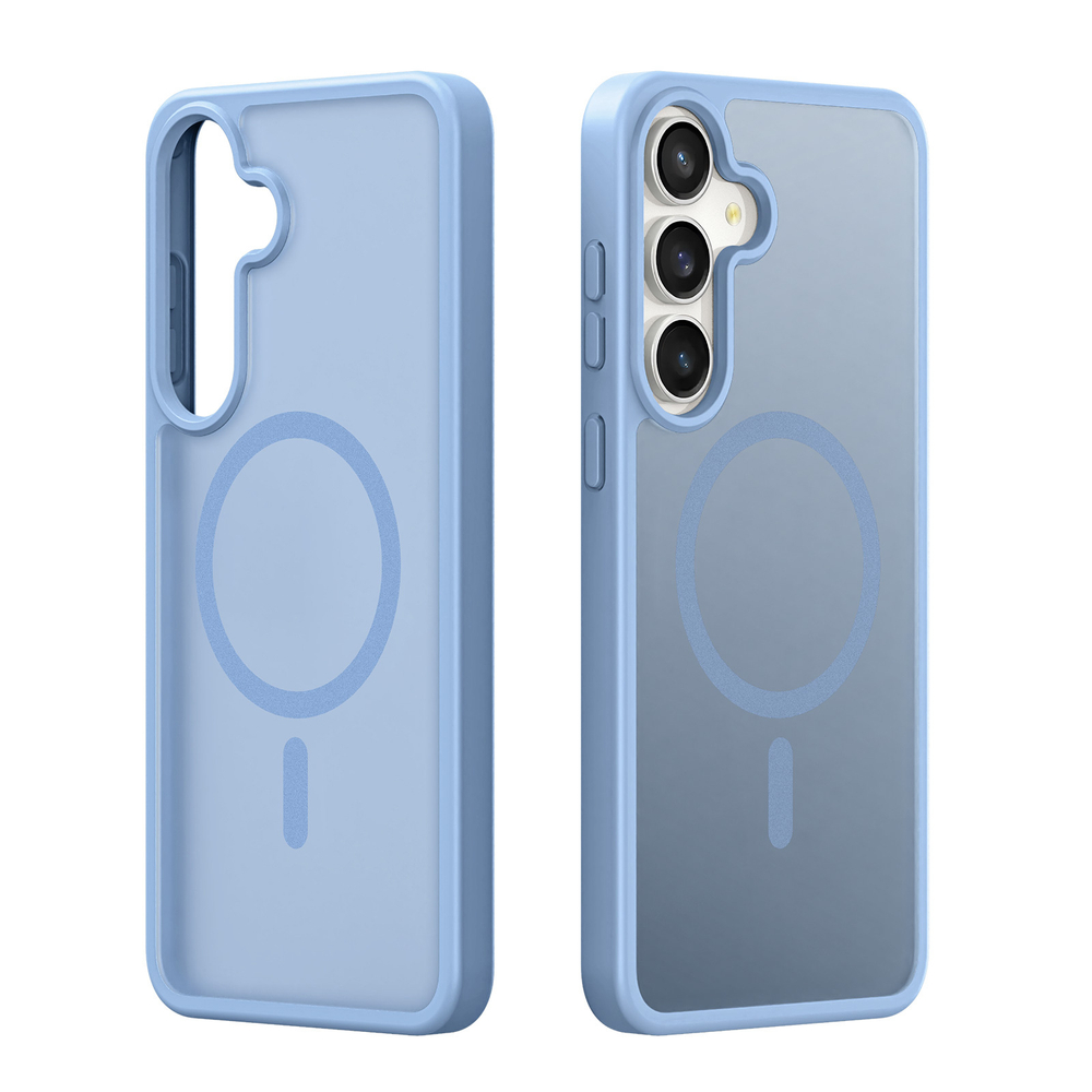 Прозрачный матовый чехол светло-голубого цвета с MagSafe от Dux Ducis для Samsung Galaxy S25 FE, серия Yind Series Case