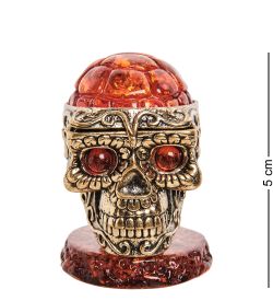Народные промыслы AM-3269 Шкатулка «Череп» (латунь, янтарь)