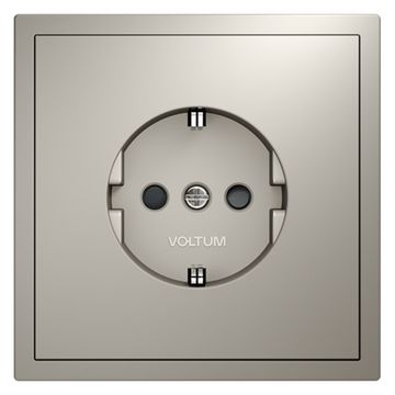 Розетка встраиваемая VOLTUM S70 с заземлением и защитными шторками, 16А, (кашемир)
