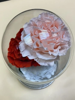 Клош с пионами розовый, красный, белый