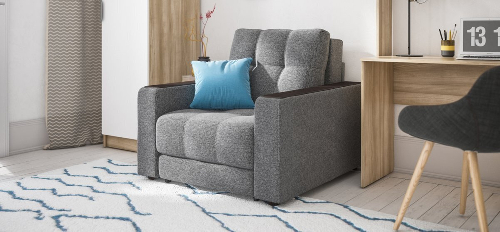 Босс кресло-кровать Рогожка Мальмо серый