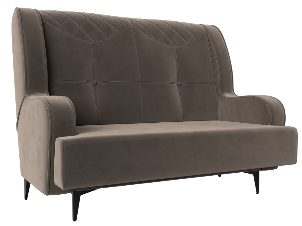 Диван прямой Неаполь 2-х местный, Коричневый, Велюр, 113165