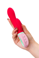 Вибратор с клиторальным стимулятором Flovetta Petunia красный 19 см