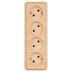 Розетка Intro Quadro 2-207-11 без заземления четверная 4х2P 16А-250В IP20 ОУ сосна | Intro