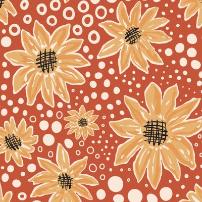 Осенний подсолнухи  и горошек, polka dot