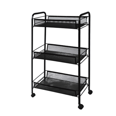Этажерка "Ладья 2К" 3 полки на колесиках черный