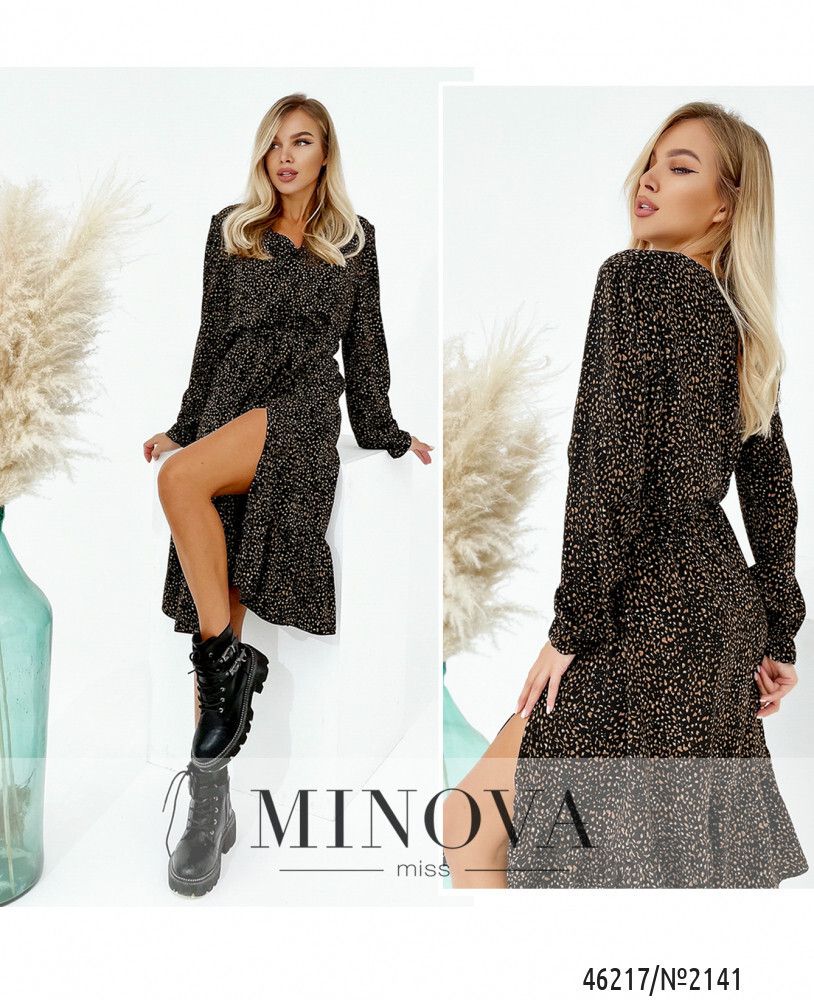 Платье 2141-черный-коричневый Minova