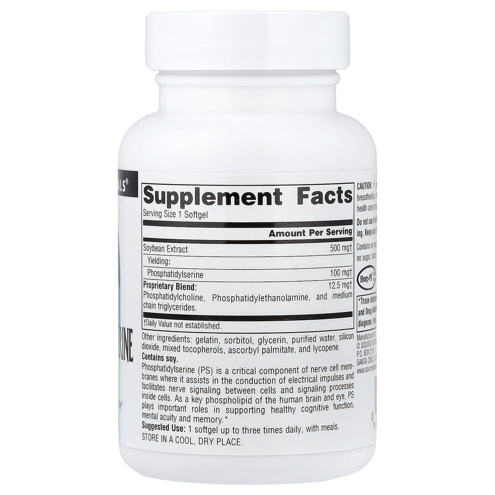 Source Naturals, комплекс с фосфатидилсерином, 500 мг, 60 капсул